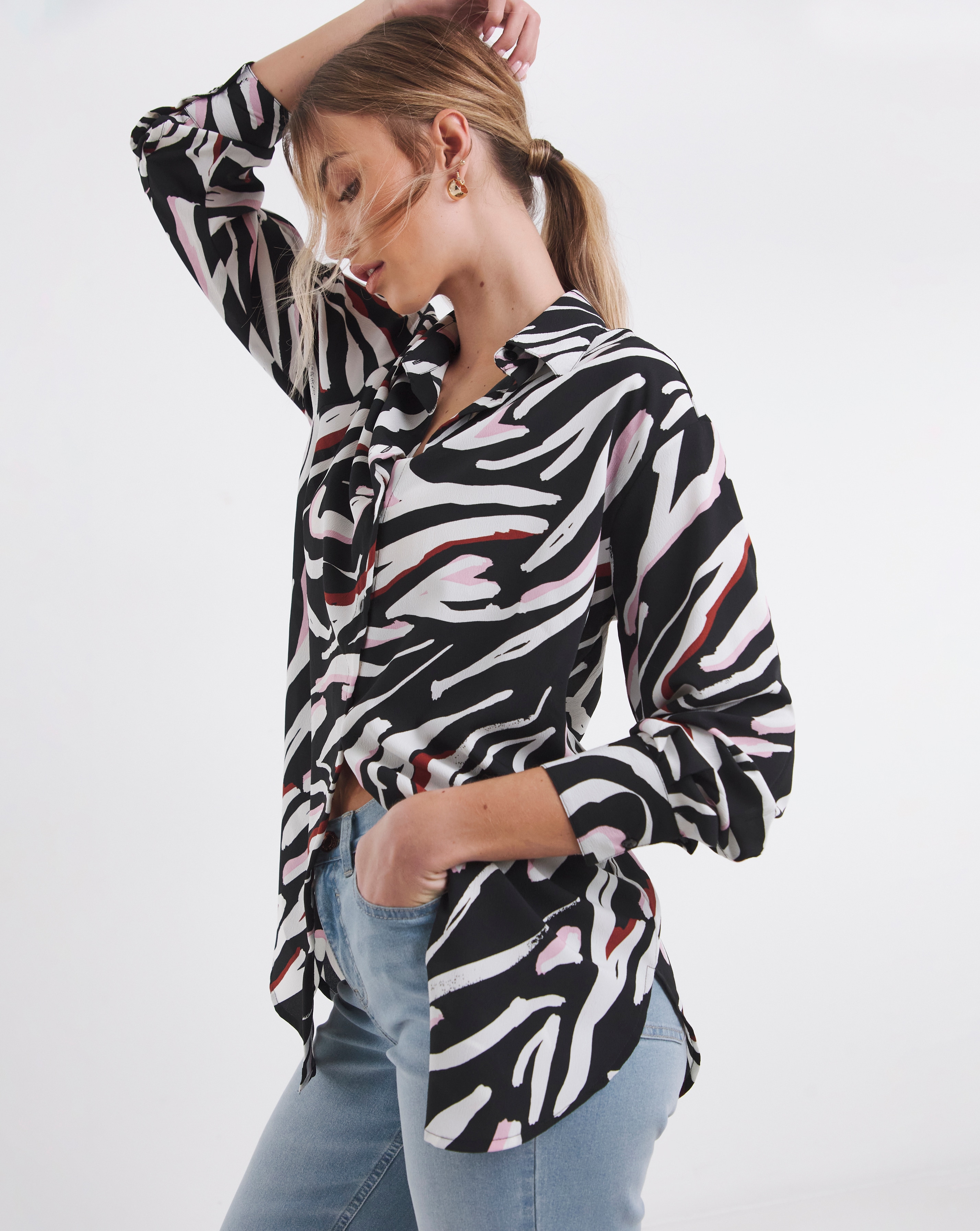 Simply Be Abstract Zebra Print Shirt