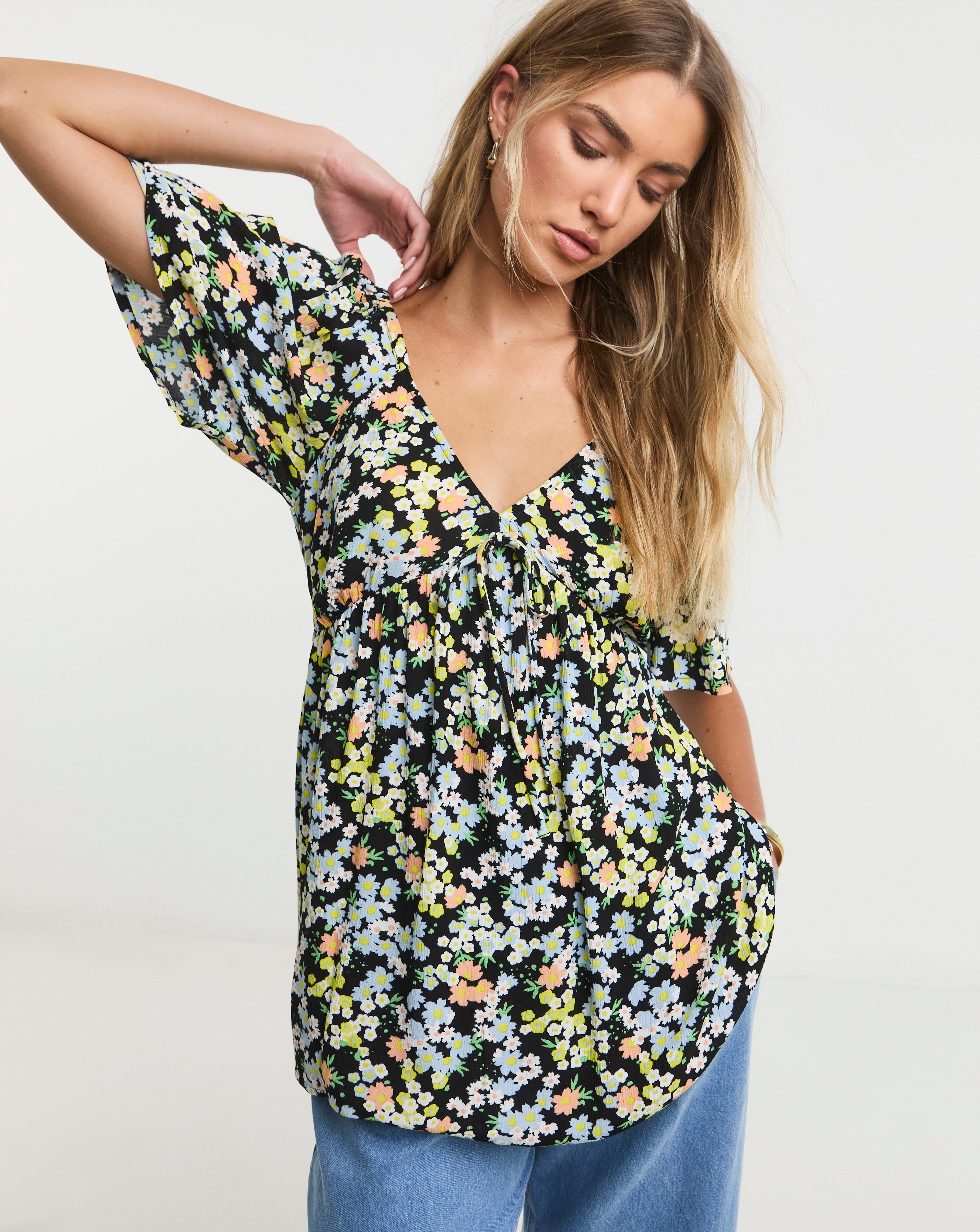 Simply Be Floral Print Crinkle Blouse