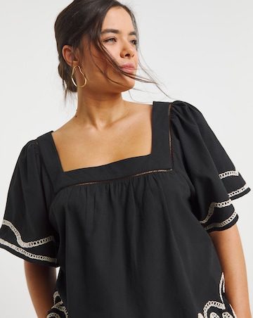 Simply Be Black Embroidered Blouse