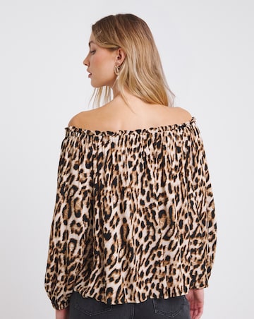 Simply Be Leopard Crinkle Bardot Top