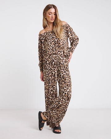 Simply Be Leopard Crinkle Bardot Top