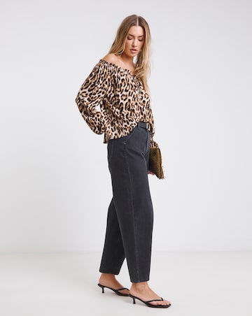 Simply Be Leopard Crinkle Bardot Top