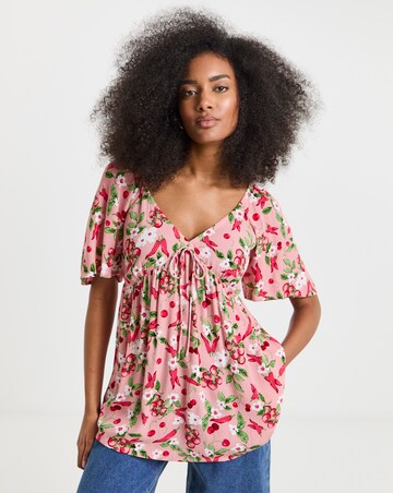 Simply Be Crinkle Short Sleeve Tie Front Blouse