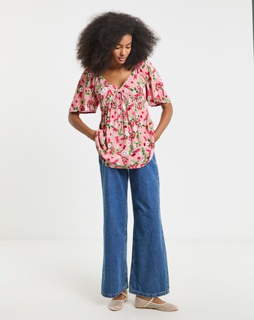 Simply Be Crinkle Short Sleeve Tie Front Blouse