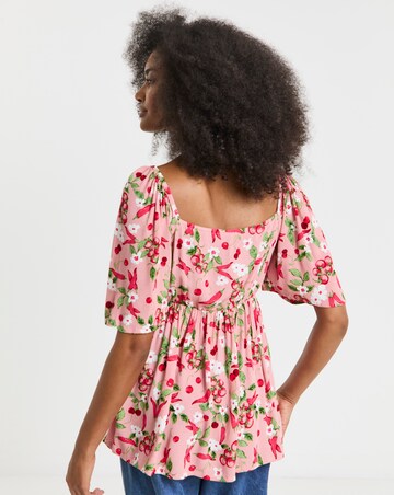 Simply Be Crinkle Short Sleeve Tie Front Blouse