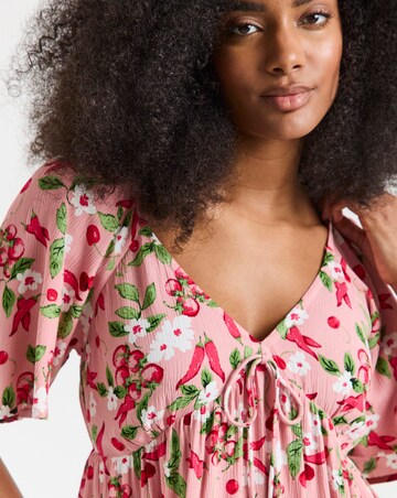 Simply Be Crinkle Short Sleeve Tie Front Blouse