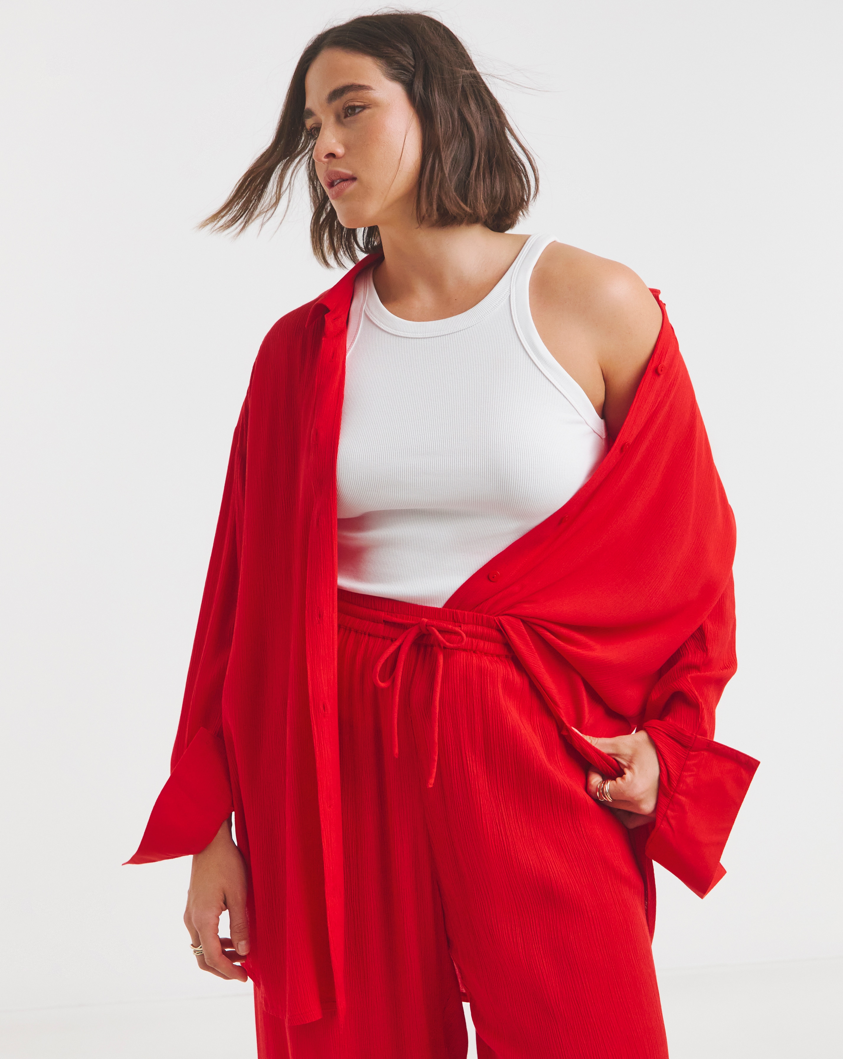 Simply Be Scarlet Crinkle Shirt