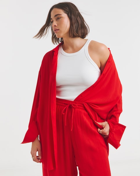 Simply Be Scarlet Crinkle Shirt