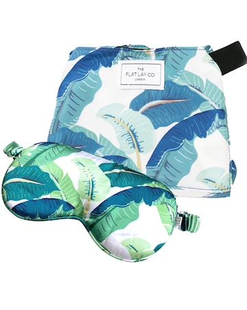 Flat Lay Tropical Makeup Bag Eyemask Set