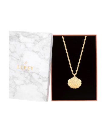 Lipsy Gold Oversized Shell Necklace - Gift Boxed
