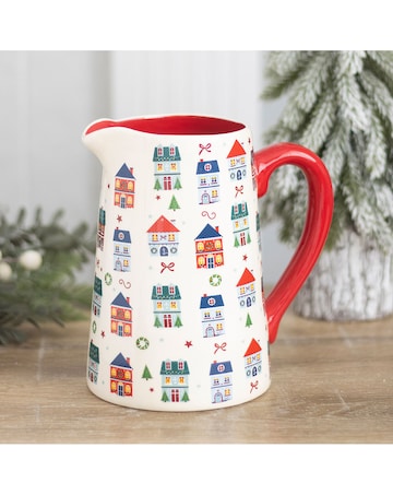 Christmas Street Print Ceramic Flower Jug