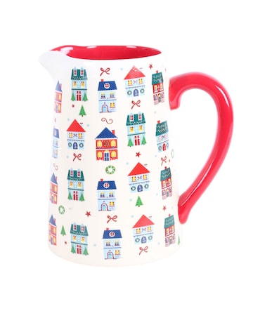 Christmas Street Print Ceramic Flower Jug