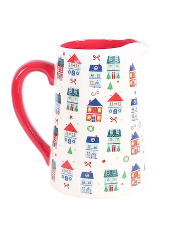 Christmas Street Print Ceramic Flower Jug