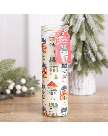Christmas Street Print Gingerbread Cookie Tube Candle