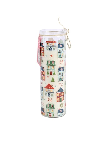 Christmas Street Print Gingerbread Cookie Tube Candle