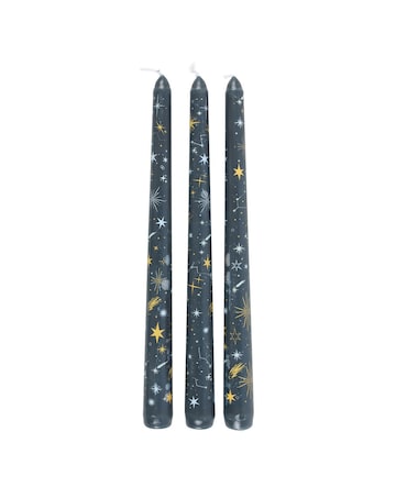 Set of 3 Starry Night Taper Candles