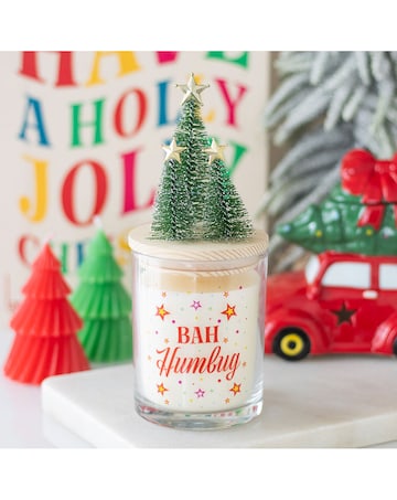 Bah Humbug Orange & Clove Glass Candle with Tree