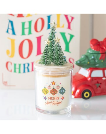 Merry and Bright Bauble Cinnamon & Spice Glass Candle with Tree