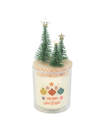 Merry and Bright Bauble Cinnamon & Spice Glass Candle with Tree