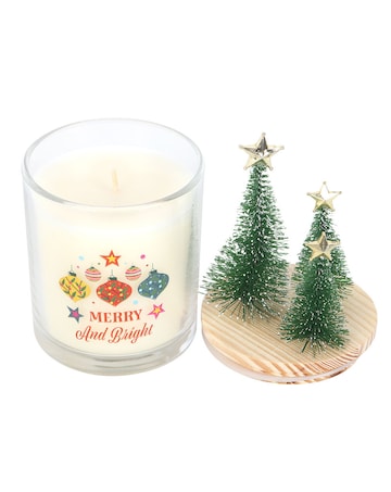 Merry and Bright Bauble Cinnamon & Spice Glass Candle with Tree