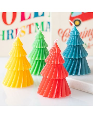 Set of 4 Colourful Christmas Tree Candles