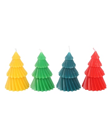 Set of 4 Colourful Christmas Tree Candles