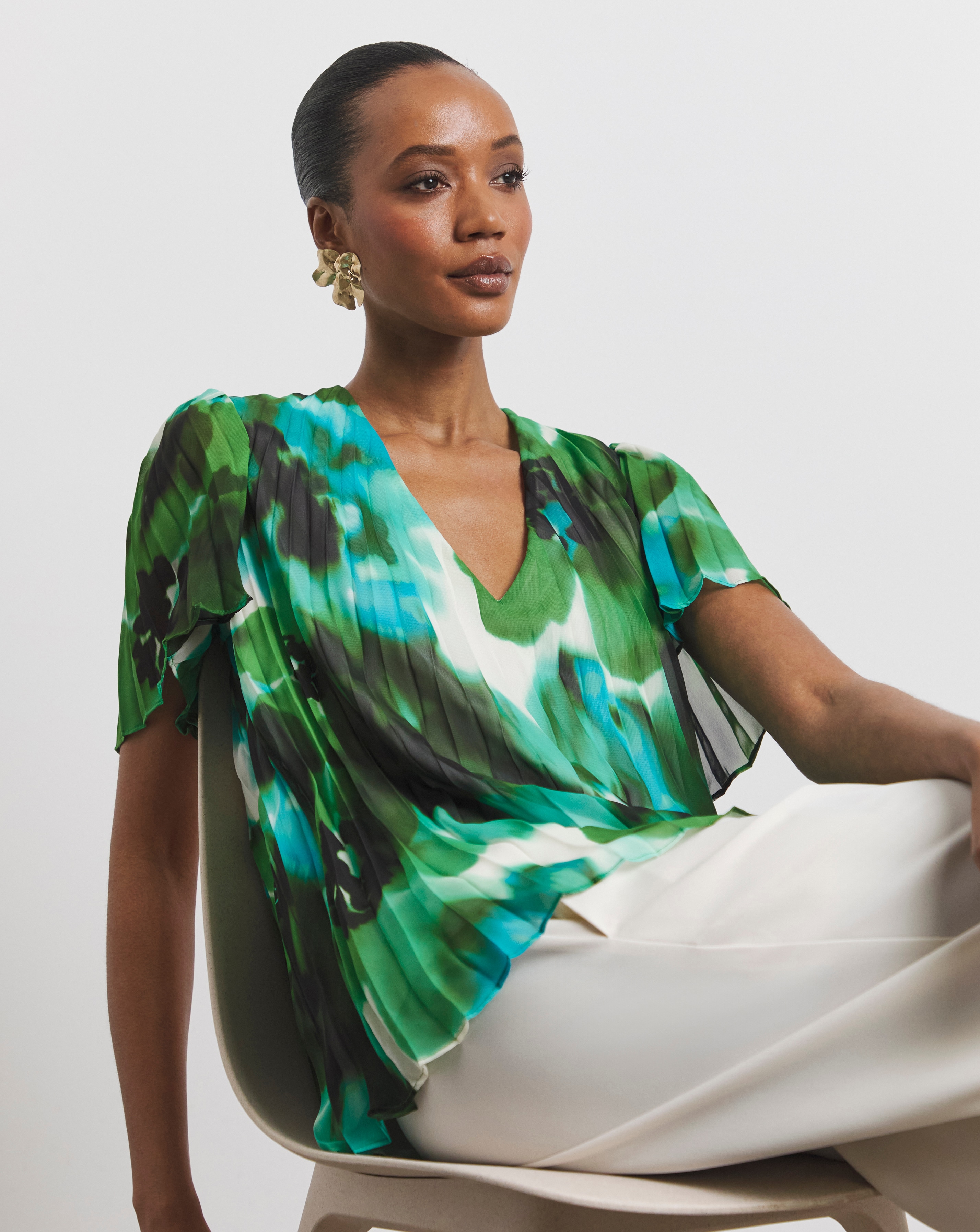 Joanna Hope Pleated Chiffon Blouse