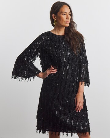 Joanna Hope Sequin Tassle Shift Dress