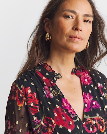 Joanna Hope Lurex Floral Printed Blouse