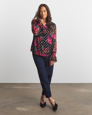 Joanna Hope Lurex Floral Printed Blouse