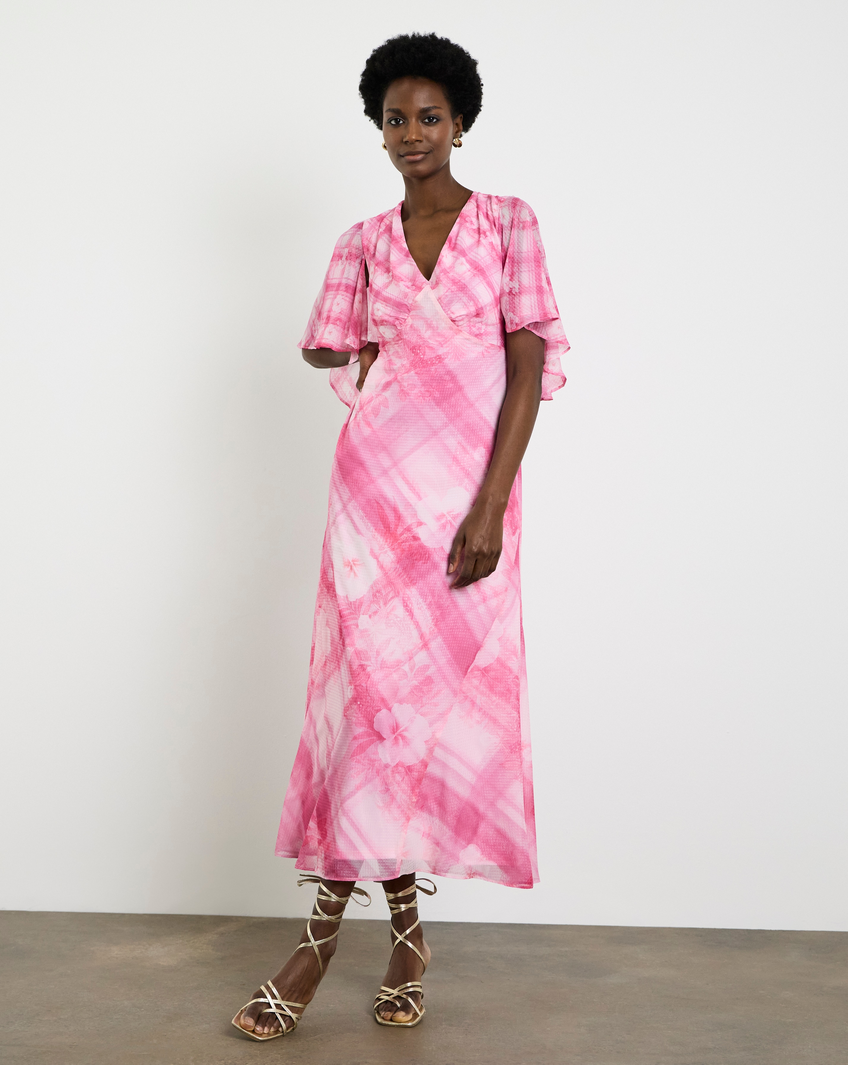 Joanna Hope Cape Sleeve Tea Dress