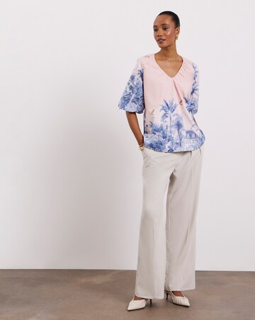 Joanna Hope Cotton Volume Printed Blouse