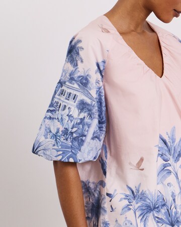 Joanna Hope Cotton Volume Printed Blouse