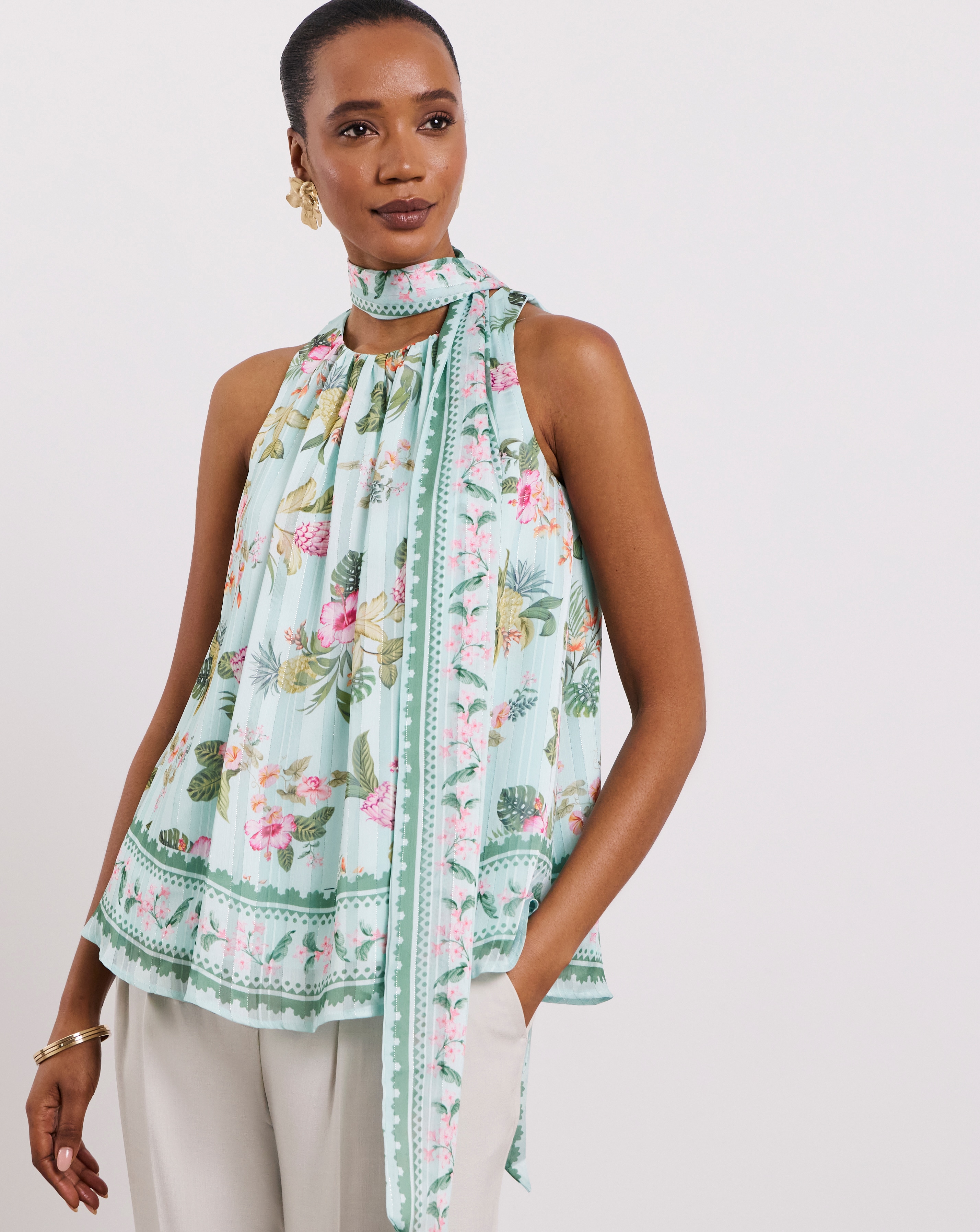 New In - Joanna Hope Halter Neck Drape Blouse