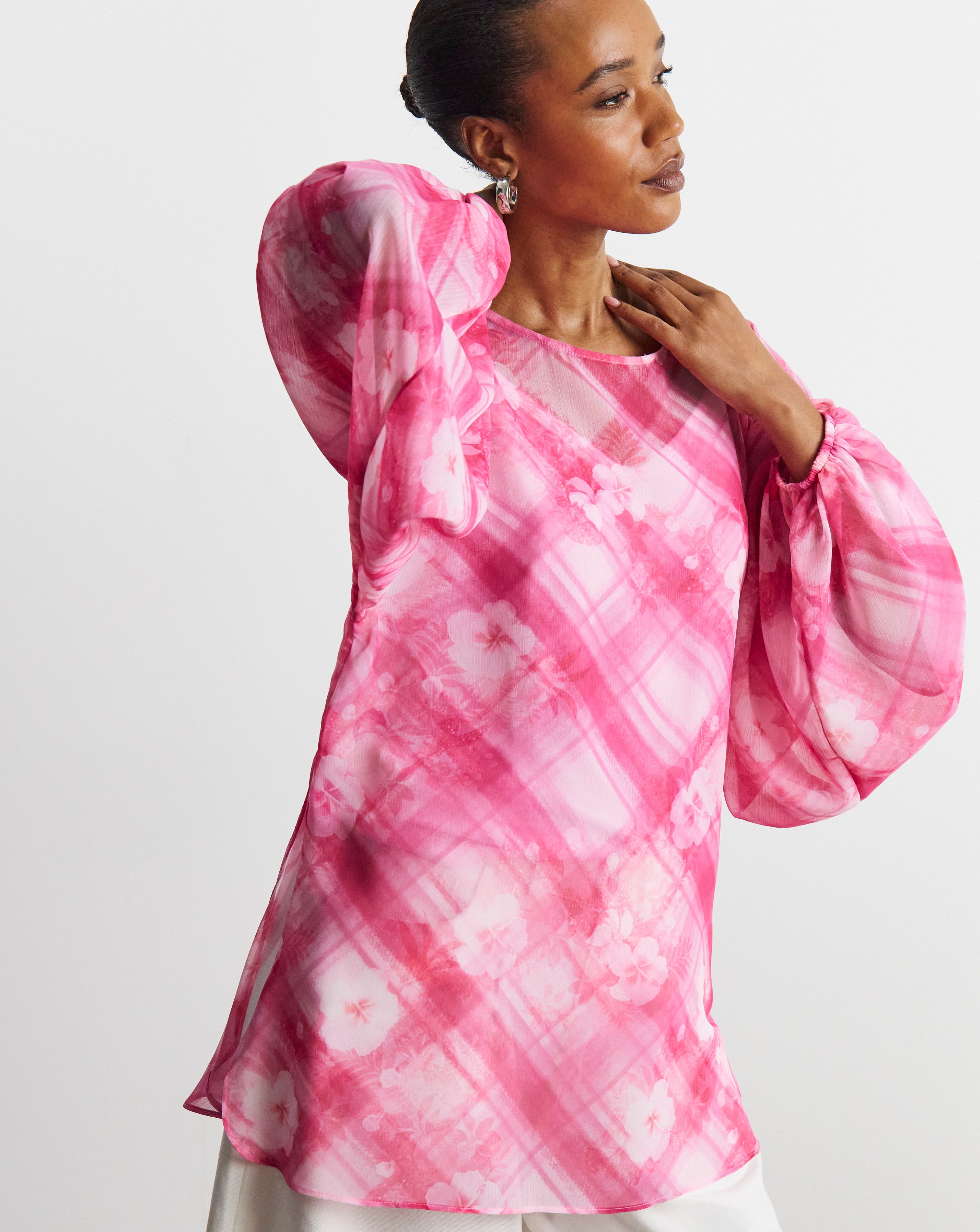 Joanna Hope Check Print Blouse