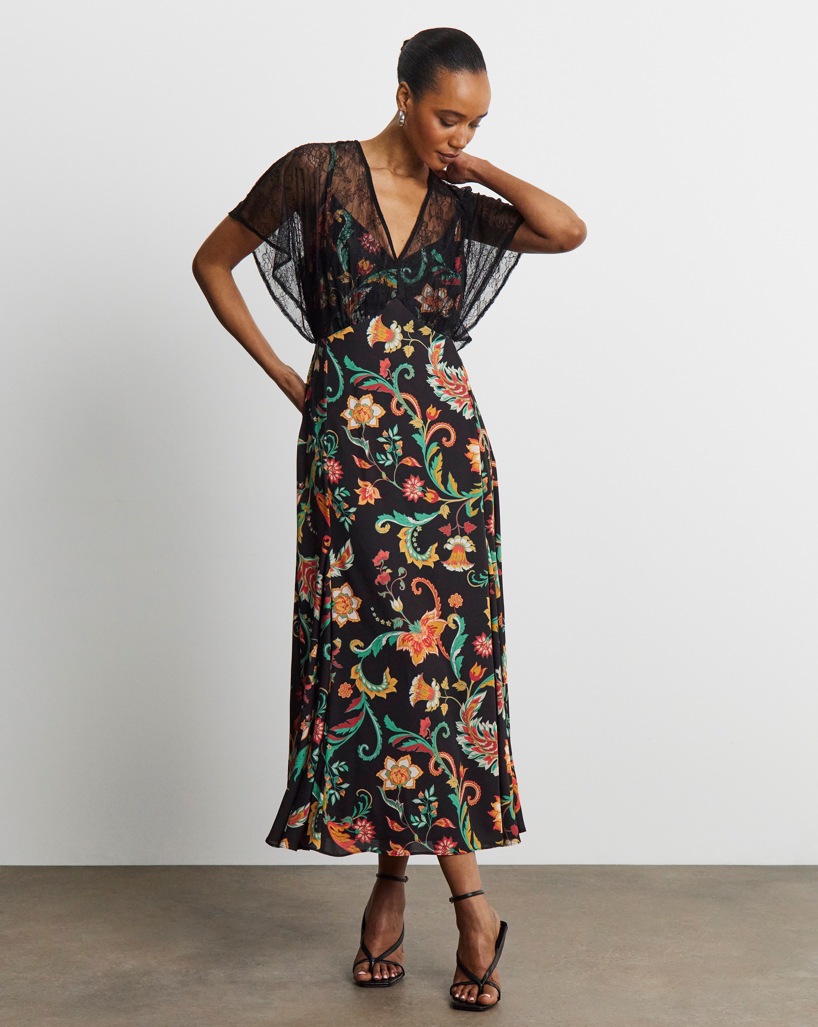 Joanna Hope Lace Sleeve Tea Dress
