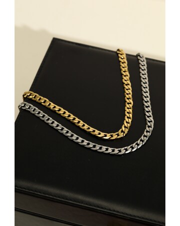 Inicio Men's Gold Plated Waterproof Curb Chain Necklace - Gift Pouch