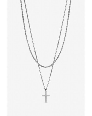 Inicio Men's Steel Waterproof Double row Cross Necklace - Gift Pouch
