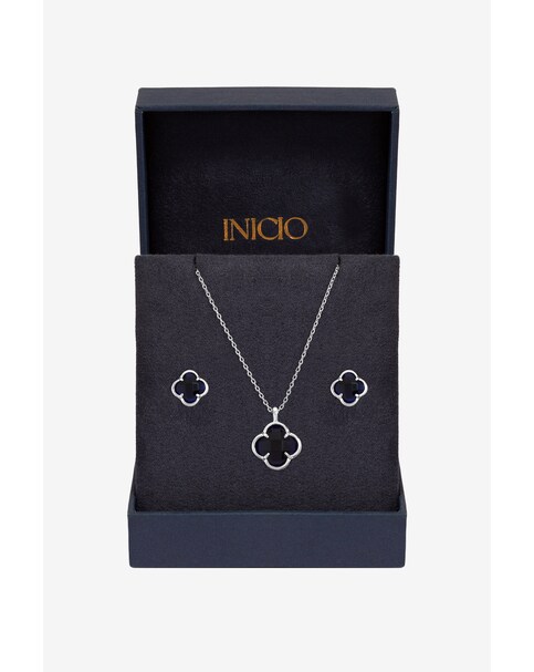 New In - Silver Sapphire Clover Set