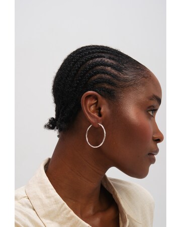 Inicio Sterling Silver Plated Molten Large Sleeper Hoops
