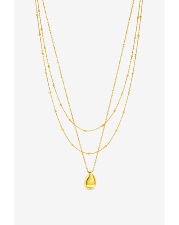 Inicio Gold Double Row Station Droplet Necklace