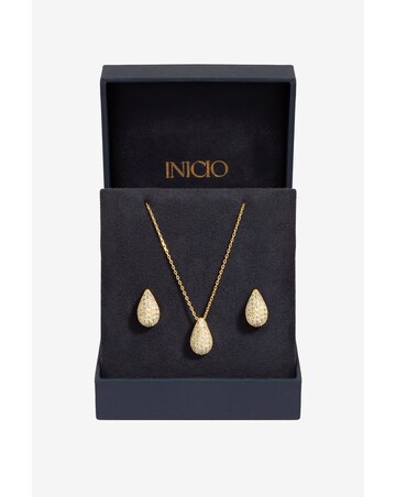 Inicio Gold Plated Cubic Zirconia Teardrop Set - Gift Box