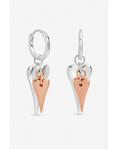 New In - Silver Two Tone Heart Charm Hoops