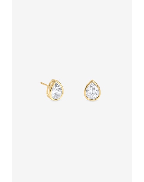 New In - Gold Pear Bezel Studs
