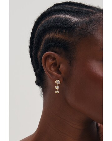Inicio Gold Graduated Cubic Zirconia Bezel Drop Earrings