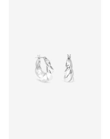 Inicio Silver Fluid Twist Hoops
