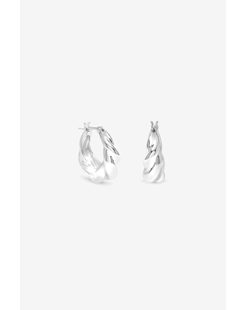 New In - Silver Fluid Twist Hoops