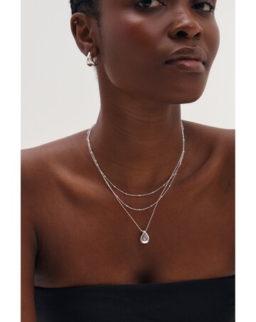 Inicio Silver Double Row Station Droplet Necklace