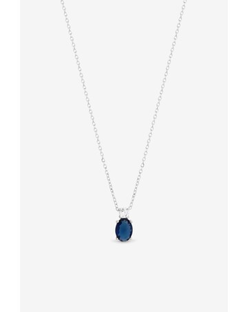 Simply Silver 925 Sterling Silver Sapphire Pendant - Gift Pouch