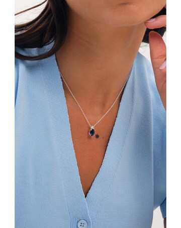 Simply Silver 925 Sterling Silver Sapphire Pendant - Gift Pouch